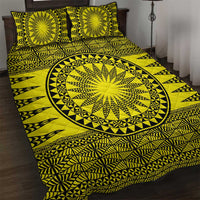 All Yellow Tonga Malo e lelei Quilt Bed Set Vintage Ngatu Tribal Pattern - Polynesian Pride
