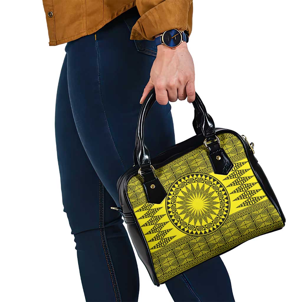 All Yellow Tonga Malo e lelei Shoulder Handbag Vintage Ngatu Tribal Pattern - Polynesian Pride