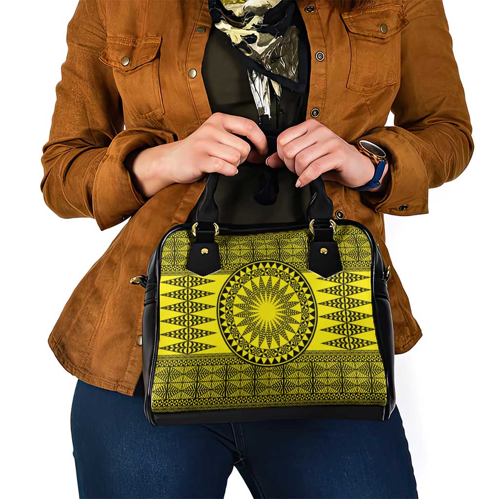 All Yellow Tonga Malo e lelei Shoulder Handbag Vintage Ngatu Tribal Pattern - Polynesian Pride