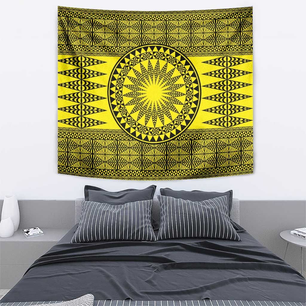 All Yellow Tonga Malo e lelei Tapestry Vintage Ngatu Tribal Pattern LT9 - Polynesian Pride