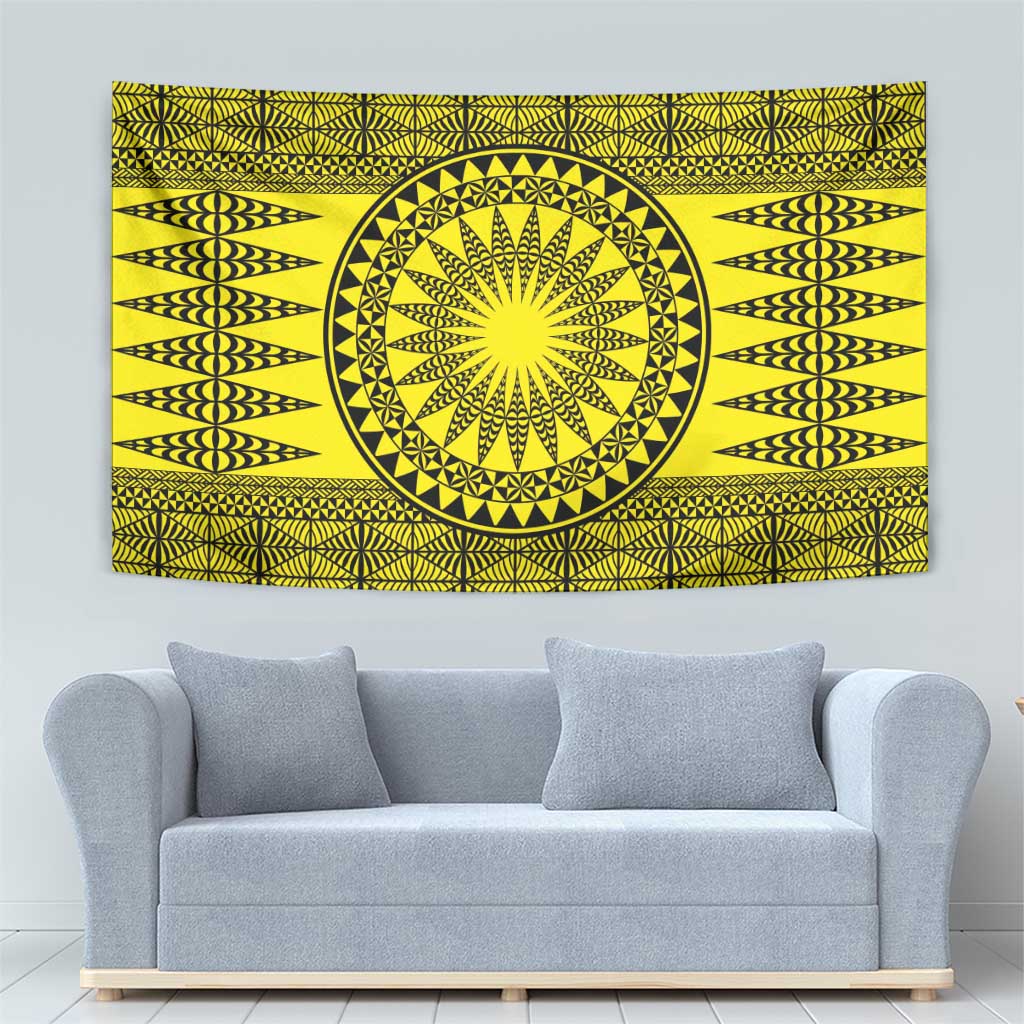 All Yellow Tonga Malo e lelei Tapestry Vintage Ngatu Tribal Pattern LT9 - Polynesian Pride