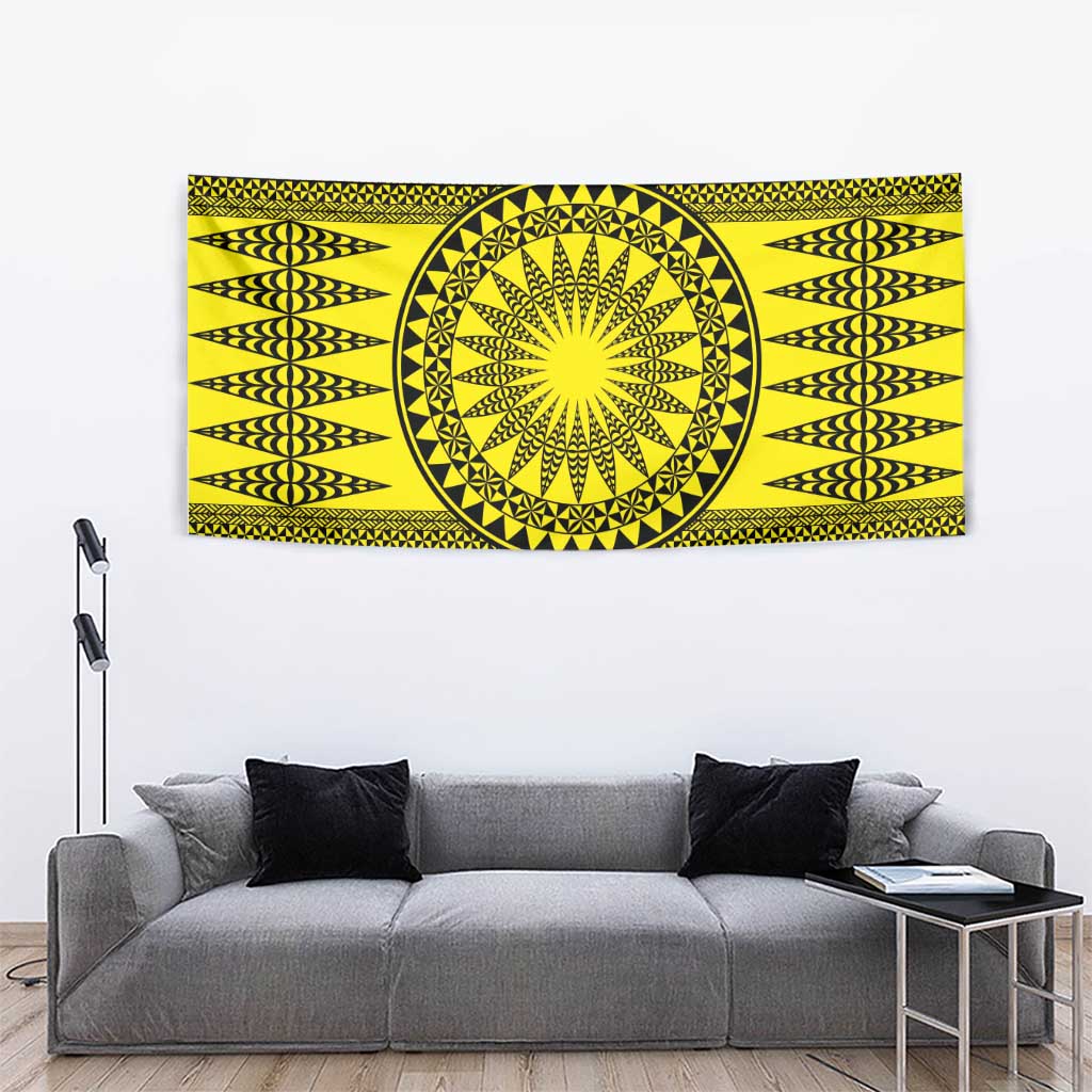 All Yellow Tonga Malo e lelei Tapestry Vintage Ngatu Tribal Pattern LT9 - Polynesian Pride