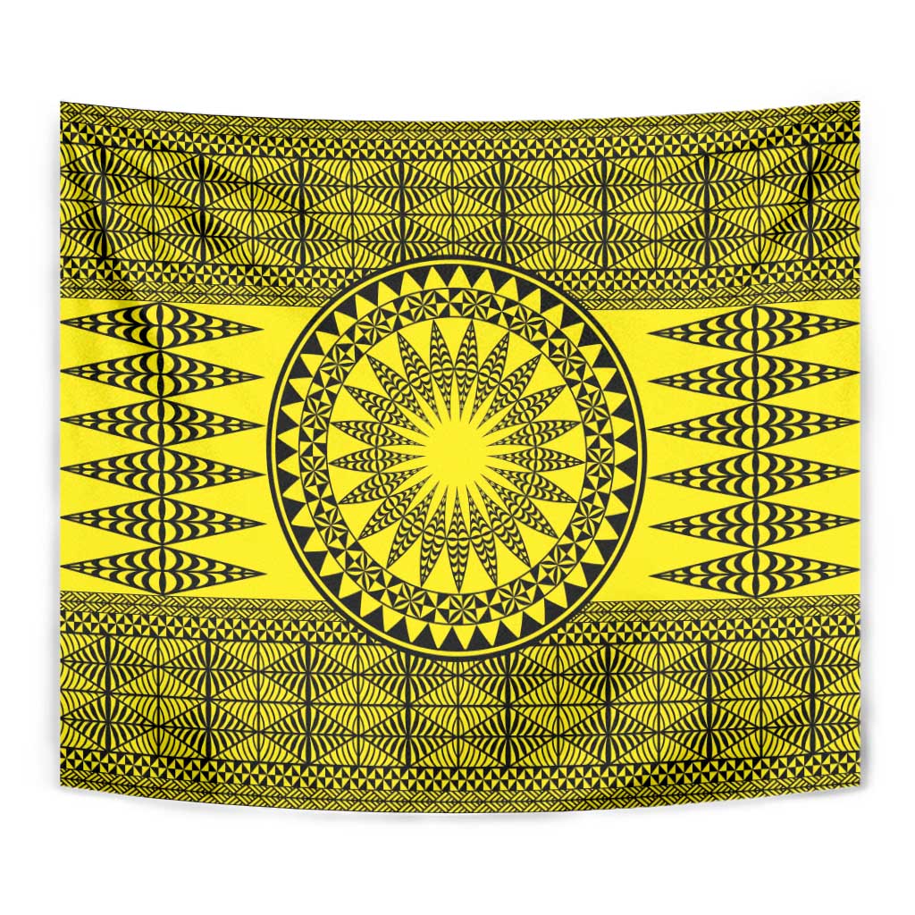 All Yellow Tonga Malo e lelei Tapestry Vintage Ngatu Tribal Pattern LT9 - Polynesian Pride
