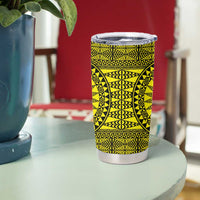 All Yellow Tonga Malo e lelei Tumbler Cup Vintage Ngatu Tribal Pattern LT9 - Polynesian Pride