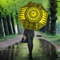 All Yellow Tonga Malo e lelei Umbrella Vintage Ngatu Tribal Pattern - Polynesian Pride