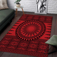 All Red Tonga Malo e lelei Area Rug Vintage Ngatu Tribal Pattern - Polynesian Pride