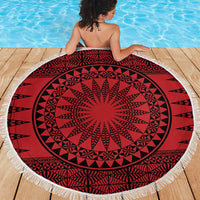 All Red Tonga Malo e lelei Beach Blanket Vintage Ngatu Tribal Pattern - Polynesian Pride