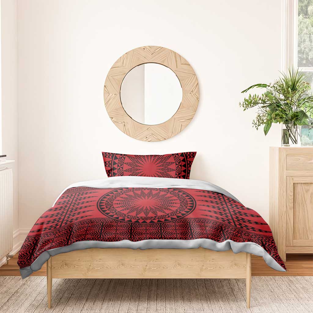 All Red Tonga Malo e lelei Bedding Set Vintage Ngatu Tribal Pattern - Polynesian Pride