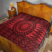 All Red Tonga Malo e lelei Quilt Vintage Ngatu Tribal Pattern - Polynesian Pride
