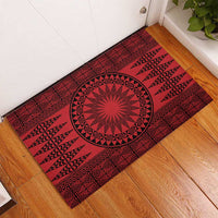 All Red Tonga Malo e lelei Rubber Doormat Vintage Ngatu Tribal Pattern LT9 - Polynesian Pride