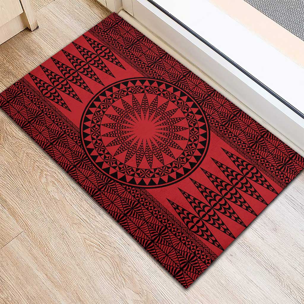 All Red Tonga Malo e lelei Rubber Doormat Vintage Ngatu Tribal Pattern LT9 - Polynesian Pride