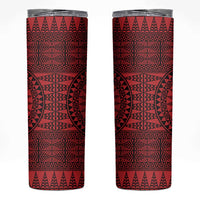 All Red Tonga Malo e lelei Skinny Tumbler Vintage Ngatu Tribal Pattern LT9 Red - Polynesian Pride