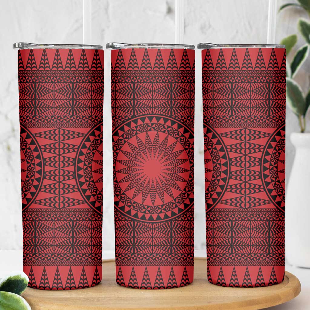 All Red Tonga Malo e lelei Skinny Tumbler Vintage Ngatu Tribal Pattern LT9 - Polynesian Pride