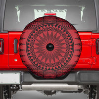 All Red Tonga Malo e lelei Spare Tire Cover Vintage Ngatu Tribal Pattern - Polynesian Pride
