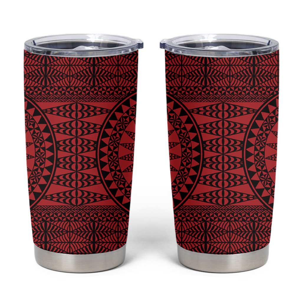 All Red Tonga Malo e lelei Tumbler Cup Vintage Ngatu Tribal Pattern LT9 Red - Polynesian Pride