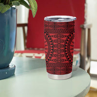 All Red Tonga Malo e lelei Tumbler Cup Vintage Ngatu Tribal Pattern LT9 - Polynesian Pride
