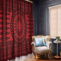 All Red Tonga Malo e lelei Window Curtain Vintage Ngatu Tribal Pattern - Polynesian Pride