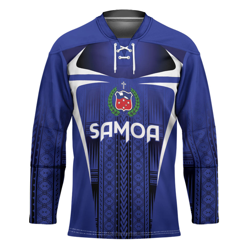 2026 Rugby Nations Series Custom Manu Samoa Hockey Jersey LT9 Unisex Blue - Polynesian Pride