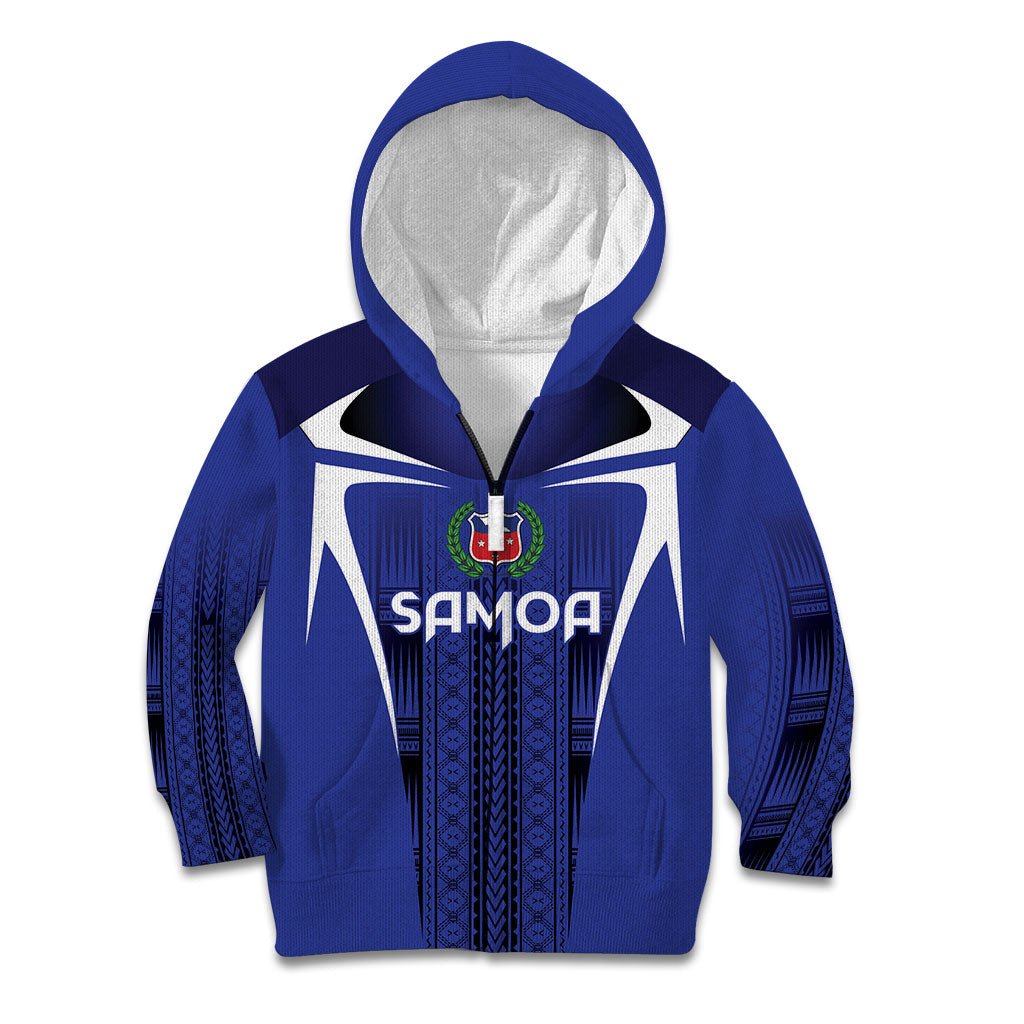 2026 Rugby Nations Series Custom Manu Samoa Kid Hoodie LT9 Zip Hoodie Blue - Polynesian Pride