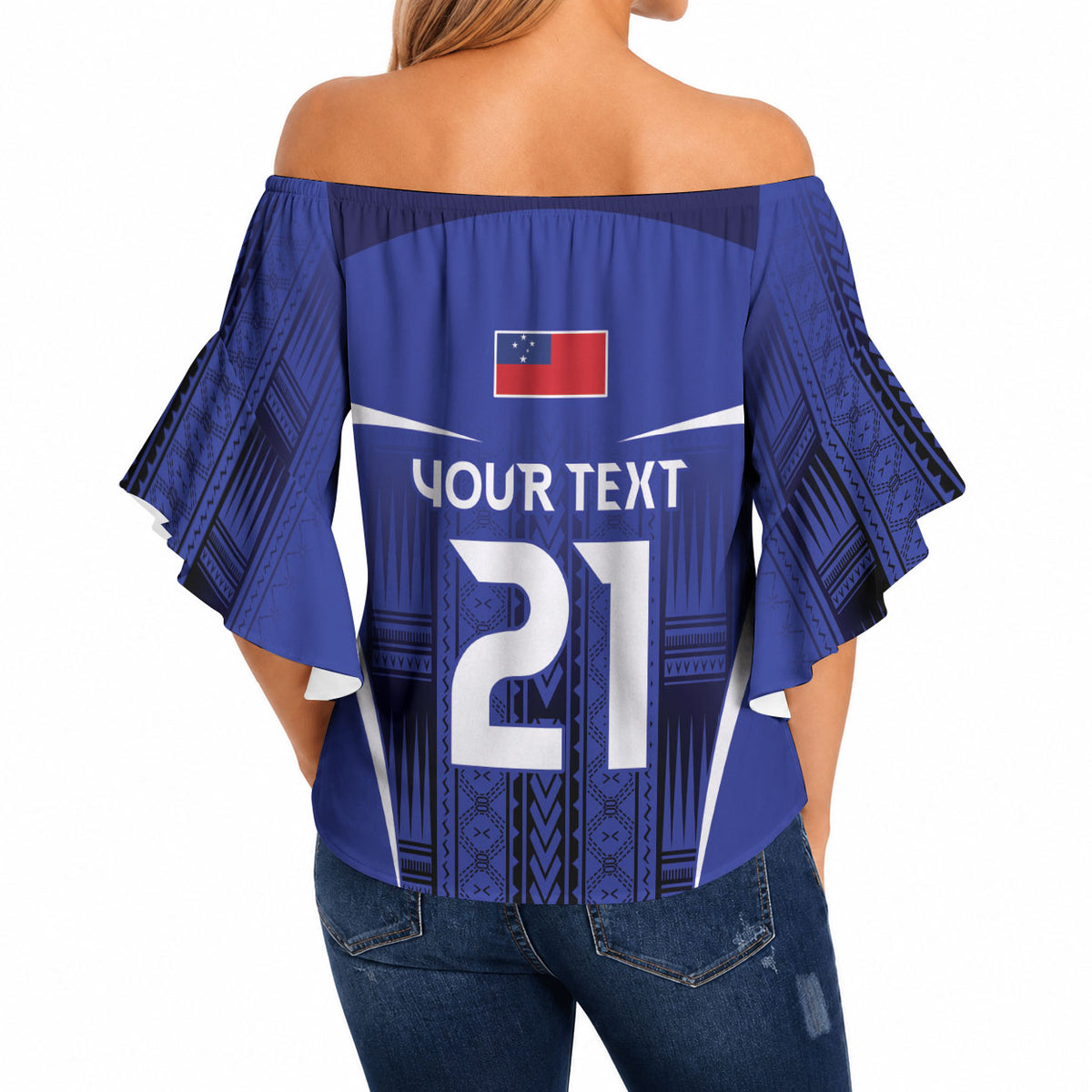 2026 Rugby Nations Series Custom Manu Samoa Off Shoulder Wrap Waist Top LT9 - Polynesian Pride