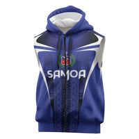 2026 Rugby Nations Series Custom Manu Samoa Sleeveless Zip Hoodie LT9 Blue - Polynesian Pride