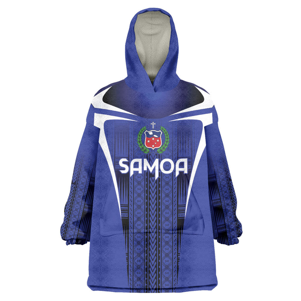 2026 Rugby Nations Series Custom Manu Samoa Wearable Blanket Hoodie LT9 One Size Blue - Polynesian Pride