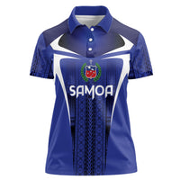 2026 Rugby Nations Series Custom Manu Samoa Women Polo Shirt LT9 Female Blue - Polynesian Pride