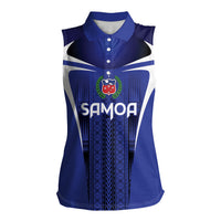 2026 Rugby Nations Series Custom Manu Samoa Women Sleeveless Polo Shirt LT9 Female Blue - Polynesian Pride