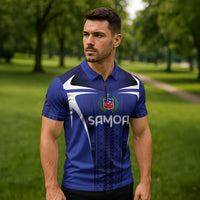 2026 Rugby Nations Series Custom Manu Samoa Zipper Polo Shirt LT9 - Polynesian Pride