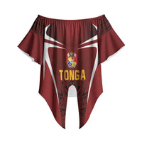 2026 Rugby Nations Series Custom Tonga Ikale Tahi Off Shoulder Wrap Waist Top LT9 - Polynesian Pride