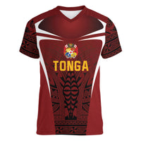 2026 Rugby Nations Series Custom Tonga Ikale Tahi Women V-Neck T-Shirt LT9 Female Red - Polynesian Pride