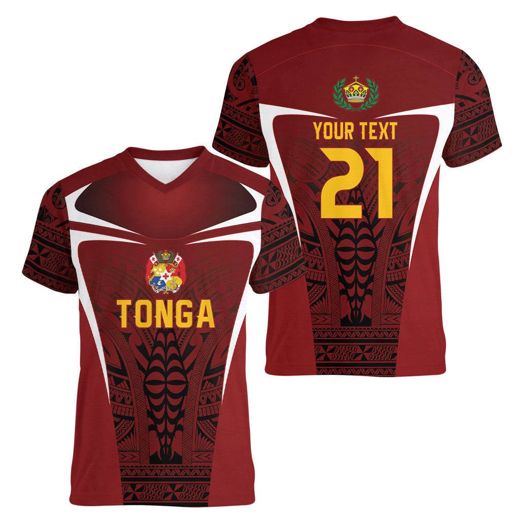 2026 Rugby Nations Series Custom Tonga Ikale Tahi Women V-Neck T-Shirt LT9 - Polynesian Pride