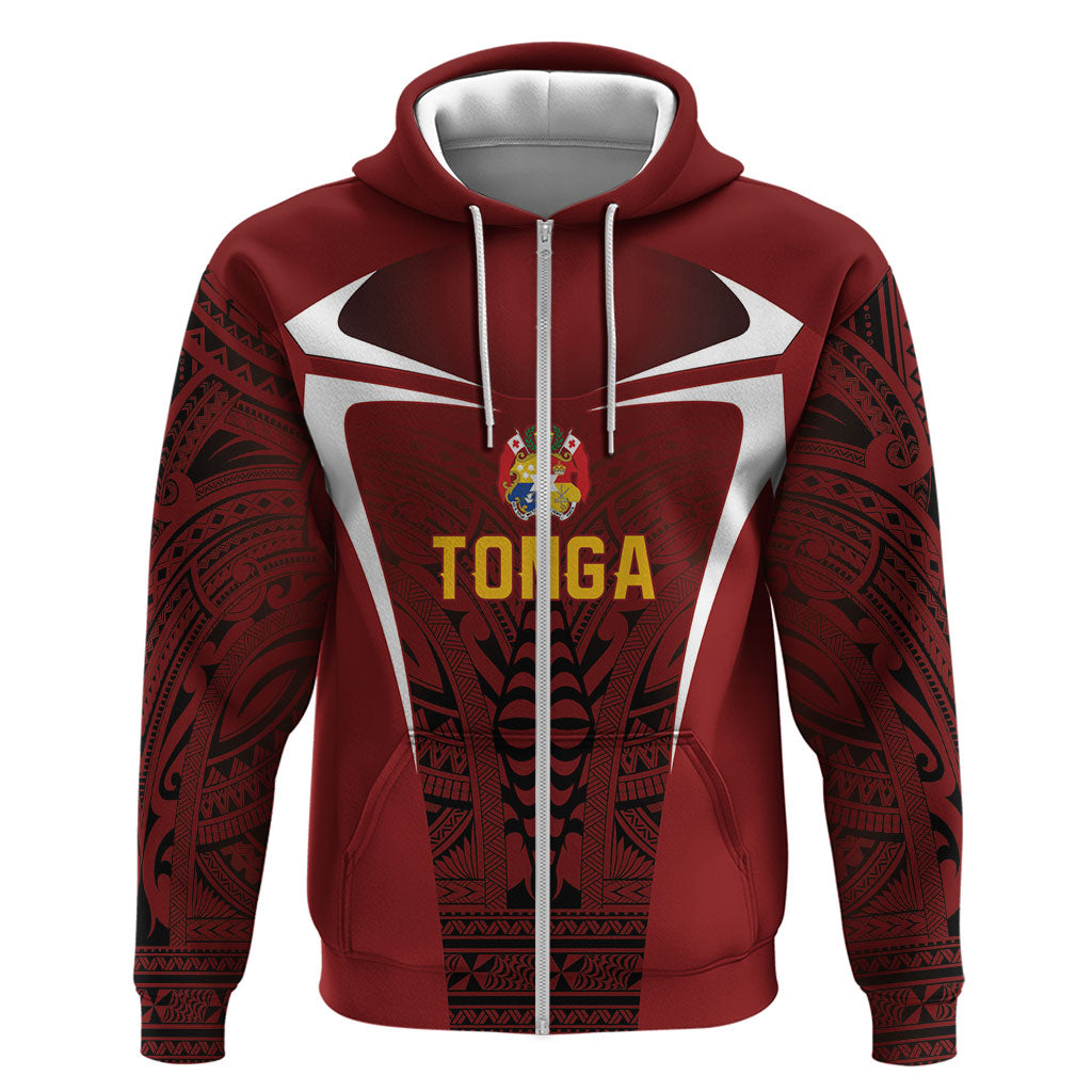 2026 Rugby Nations Series Custom Tonga Ikale Tahi Zip Hoodie LT9 Zip Hoodie Red - Polynesian Pride