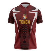 2026 Rugby Nations Series Custom Tonga Ikale Tahi Zipper Polo Shirt LT9 Red - Polynesian Pride