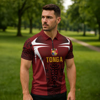 2026 Rugby Nations Series Custom Tonga Ikale Tahi Zipper Polo Shirt LT9 - Polynesian Pride