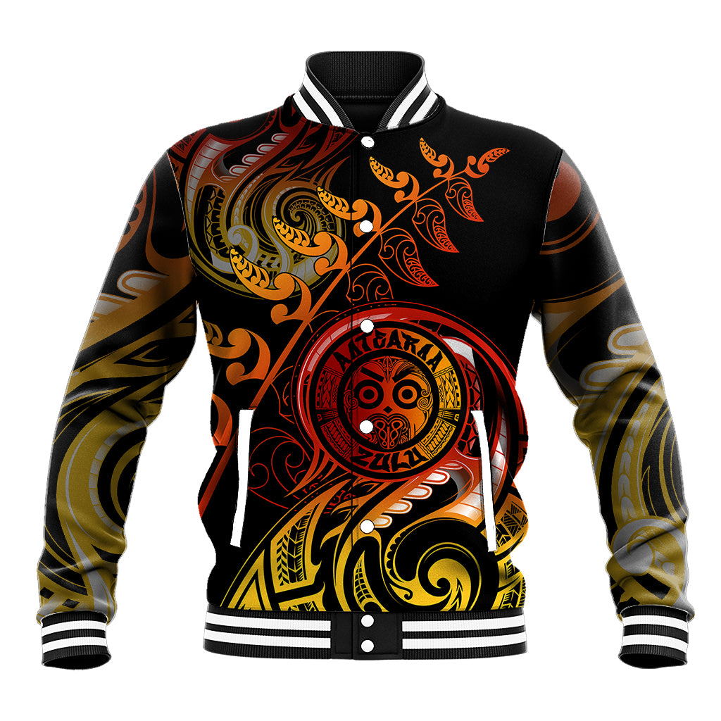 New Zealand Baseball Jacket Aotearoa Wisdom Face Maori Fern Tattoo Arty LT9 Unisex Reggae - Polynesian Pride