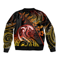 New Zealand Bomber Jacket Aotearoa Wisdom Face Maori Fern Tattoo Arty LT9 - Polynesian Pride