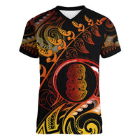 New Zealand Women V Neck T Shirt Aotearoa Hei-Tiki Maori Fern Tattoo Arty LT9 Female Reggae - Polynesian Pride