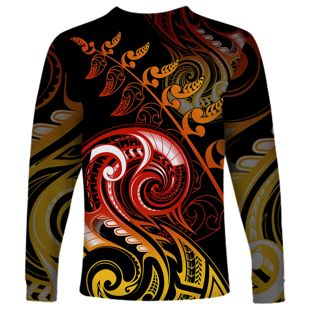New Zealand Long Sleeve Shirt Aotearoa Manaia Maori Fern Tattoo Arty LT9 - Polynesian Pride
