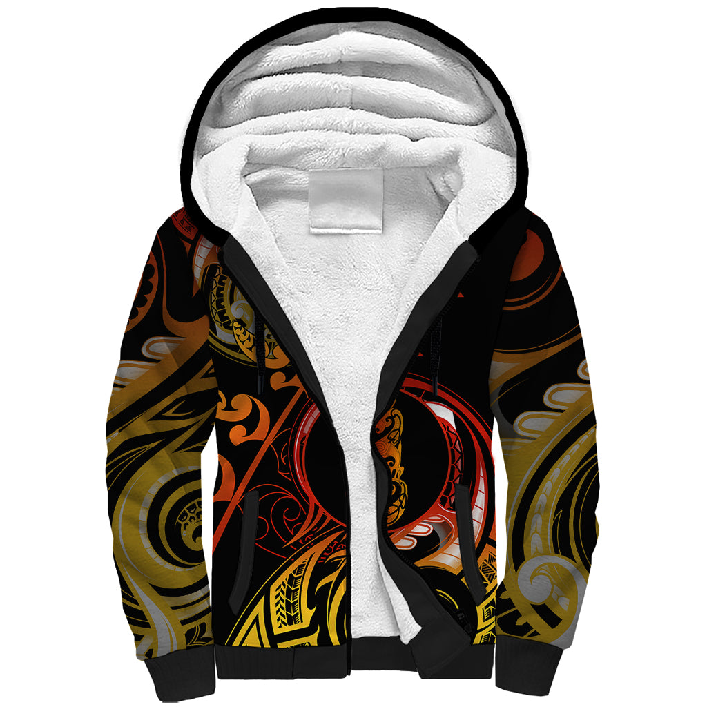 New Zealand Sherpa Hoodie Aotearoa Manaia Maori Fern Tattoo Arty LT9 Unisex Reggae - Polynesian Pride