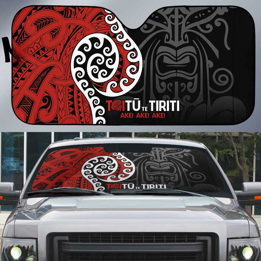 Honour The Treaty New Zealand Auto Sun Shade Toitu Te Tiriti Ake Ake Ake - Polynesian Pride