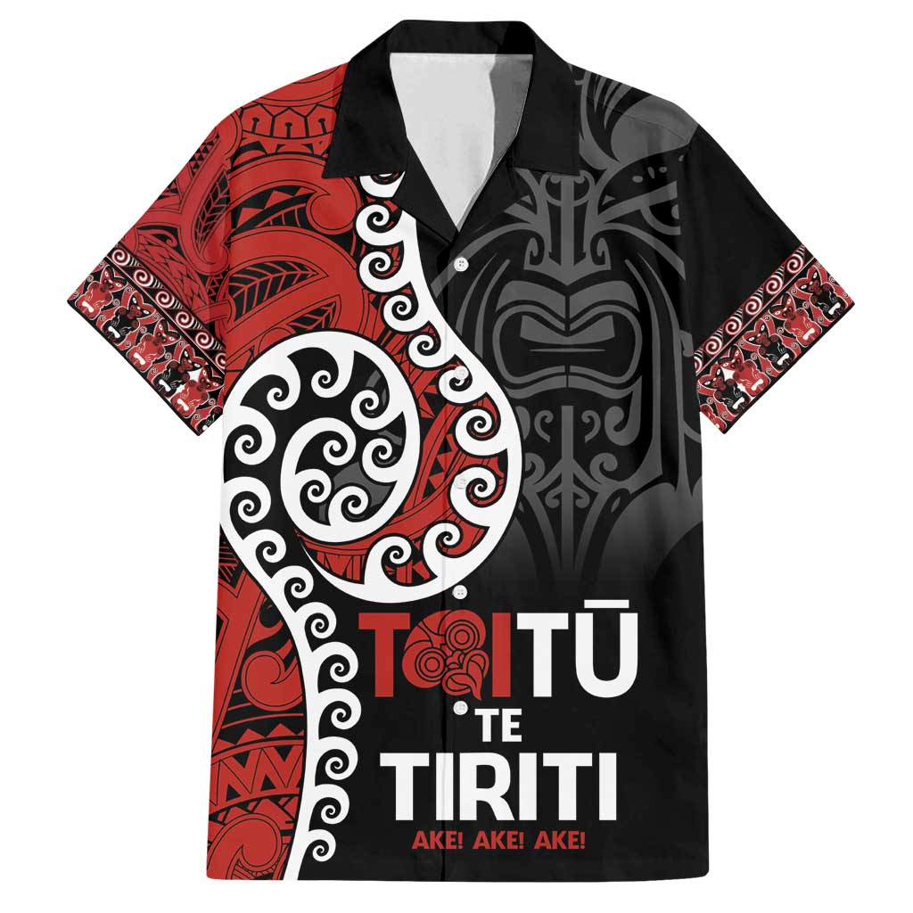 Honour The Treaty New Zealand Family Matching Long Sleeve Bodycon Dress and Hawaiian Shirt Toitu Te Tiriti Ake!Ake!Ake! LT9 Dad's Shirt - Short Sleeve Black - Polynesian Pride