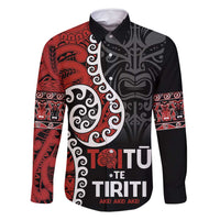 Honour The Treaty New Zealand Family Matching Long Sleeve Bodycon Dress and Hawaiian Shirt Toitu Te Tiriti Ake!Ake!Ake! LT9 Dad's Shirt - Long Sleeve Black - Polynesian Pride