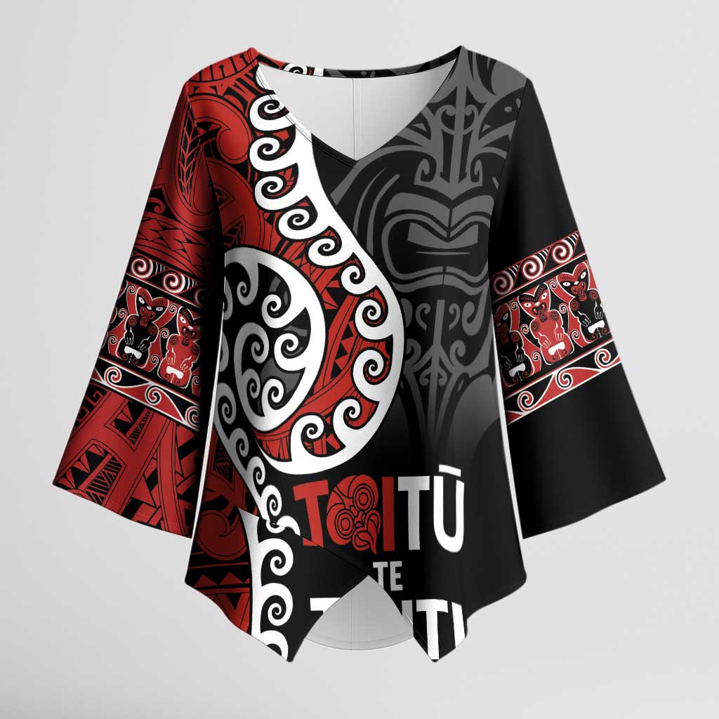 Honour The Treaty New Zealand Kimono Sleeve Blouse Toitu Te Tiriti Ake Ake Ake - Polynesian Pride
