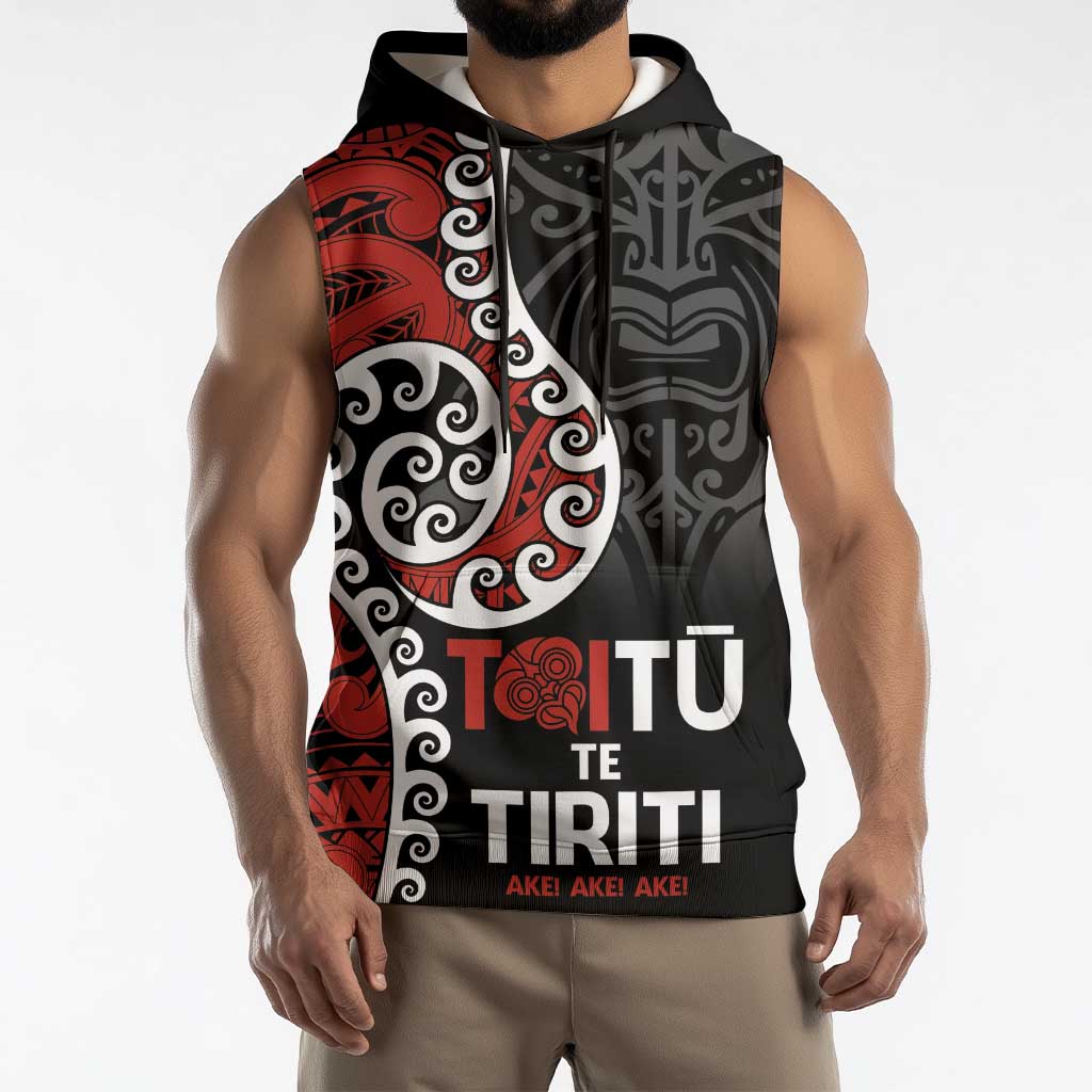 Honour The Treaty New Zealand Sleeveless Hoodie Toitu Te Tiriti Ake Ake Ake - Polynesian Pride