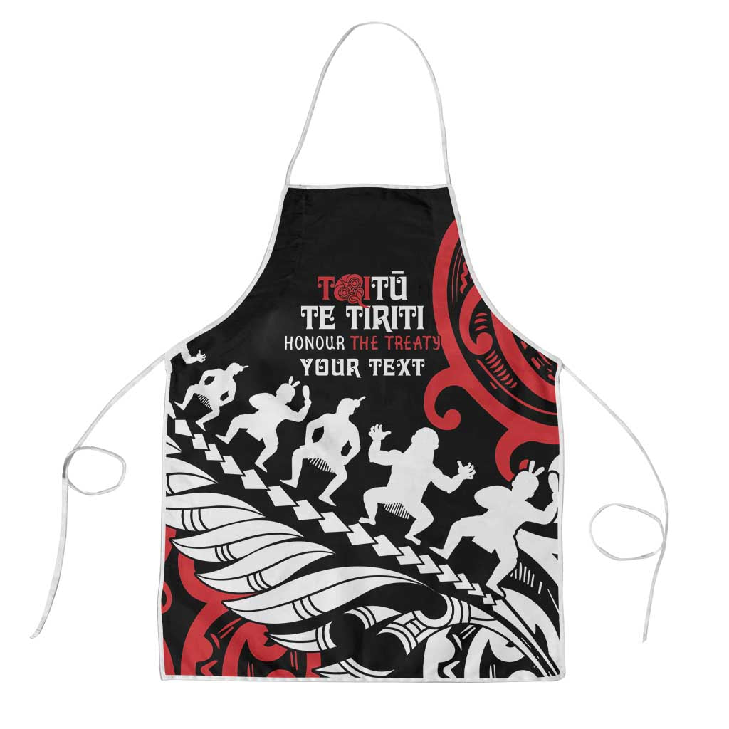 Honour The Treaty New Zealand Personalised Apron Toitu Te Tiriti Half Fern Haka Dance - Polynesian Pride
