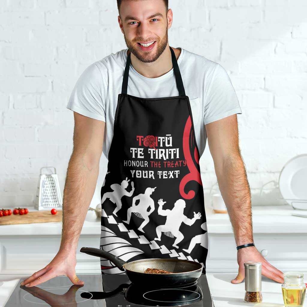 Honour The Treaty New Zealand Personalised Apron Toitu Te Tiriti Half Fern Haka Dance - Polynesian Pride