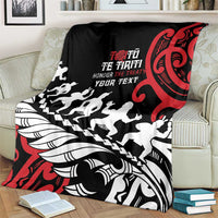 Honour The Treaty New Zealand Personalised Blanket Toitu Te Tiriti Half Fern with Haka dance