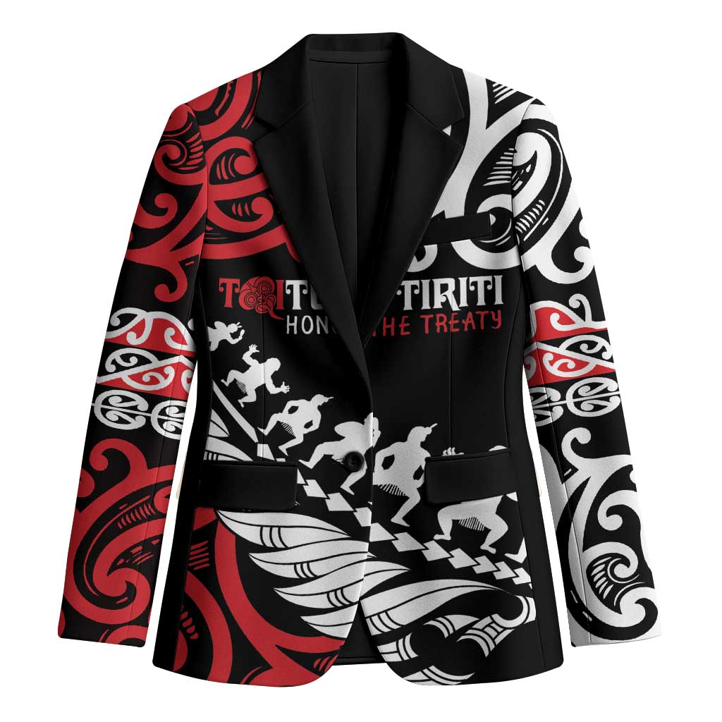 Honour The Treaty New Zealand Personalised Blazer Toitu Te Tiriti Half Fern Haka Dance - Polynesian Pride