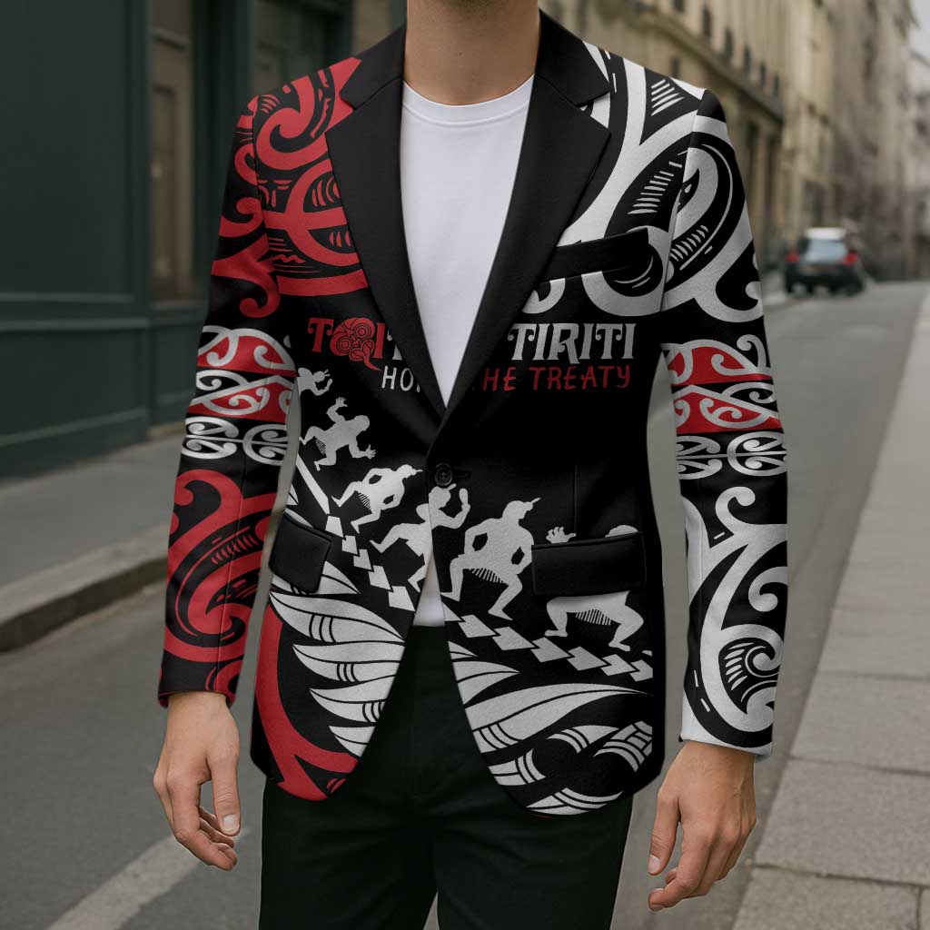 Honour The Treaty New Zealand Personalised Blazer Toitu Te Tiriti Half Fern Haka Dance - Polynesian Pride